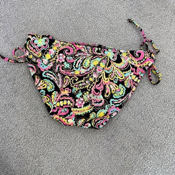 Victoria’s Secret Paisley Neon String Bikini Bottoms Black Multi Small - Picture 2 of 7